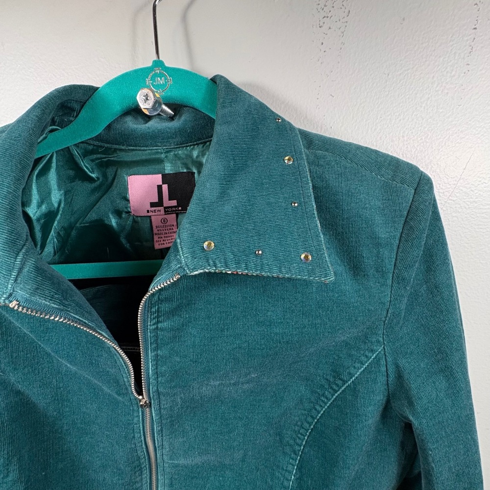 Vintage Teal Corduroy Western Fringe Skirt Set Embroidered Cowgirl 8/12 - Picture 2 of 16